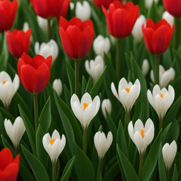   Tulipán és crocus válogatás – piros és fehér árnyalatokban (10 db tulipán 15 db crocus )