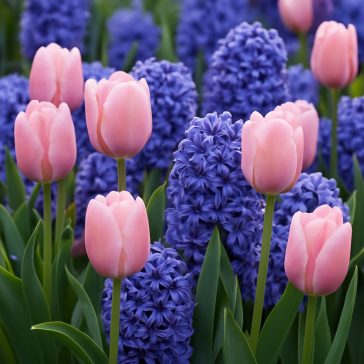   Tulipán és Jácint válogatás – rózsaszín és kék árnyalatokban (7 tulipán + 3 jácint)